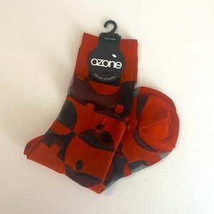 NWT Ozone Socks Spots N Stripes Orange Pattern Socks S/M (5-10.5) NWT